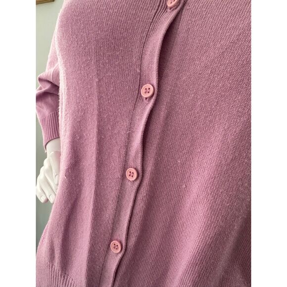 Grannycore Light Pink Lilac Cardigan Button Down Knit Sweater size Medium - Picture 6 of 6